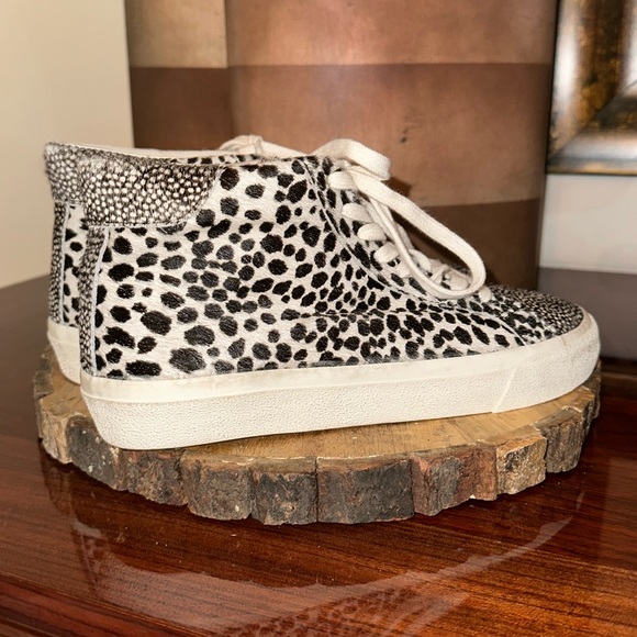 Madewell *NWOB* Unisex Sidewalk High-Top Sneakers in Spotted Calf Hair - Picture 4 of 9